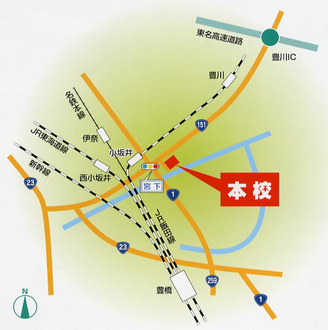 愛知県立小坂井高等学校の地図